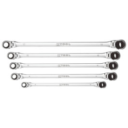 K-Tool International XDDBM10 Metric Reversible Double Box Ratcheting Wrench Set, 90 Tooth, Double Flex Heads, 5 Piece