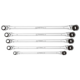K-Tool International XDDBM5120S Metric Double Flex Ratcheting Wrench Set, 120 Tooth, 5 Piece