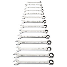 Gearwrench 86959 90-Tooth 12 Point SAE Combination Ratcheting Wrench Set, 1