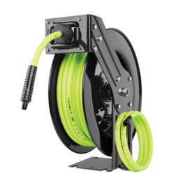 Flexzilla L8611FZ Retractable Air Hose Reel, 3/8 inch inside diameter, 50 foot hose, open face steel reel