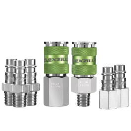 Legacy A53457FZ Flexzilla Pro High Flow Coupler and Plug Kit, 1/4" NPT, 1/4