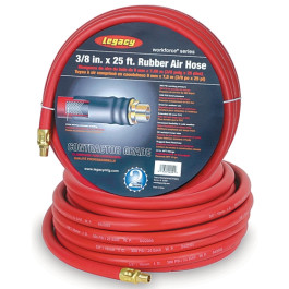 Legacy HRE3850RD2 Workforce Rubber Air Hose, 3/8" x 50 ft., 1/4" MNPT, Red