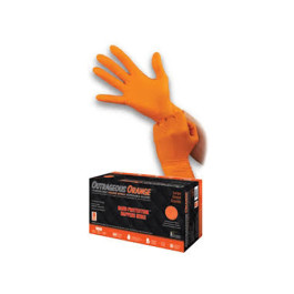 Atlantic Safety Products LGOO-M Outrageous Orange Nitrile Disposable Gloves, 8 mil diamond grip, Medium, Box of 100