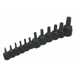 Lisle 27200 Torx Bit Set, 12-Piece, T-10 to T-60, Heat-Treated Alloy Steel, Vinyl Holder