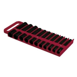 Lisle 40900 1/2" Drive Magnetic Socket Holder, Red, 22 Socket Capacity