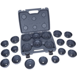 Lisle 61460 HD End Cap Wrench Set, 21 Piece, 65 mm To 100 mm Coverage, 3/8" Drive