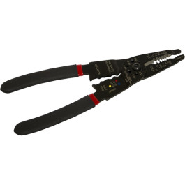 Lisle 68440 Wire Stripper Cutter, Cuts, Strips, Crimps Insulated and Non Insulated Terminals, Curved Cutter for Tight Access