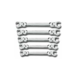Lisle 81910 SAE Flex Flare Nut Wrench Set, 180Degrees Flexible Heads, 5-Piece, Includes Storage Tray