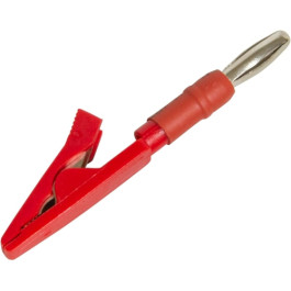 Lisle 82850 Small Alligator Clip, Male 4 mm Banana Connector Tip, Red