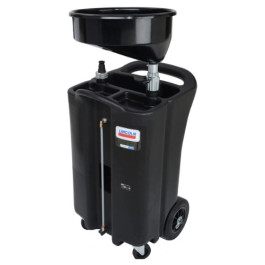 Lincoln 3626 Portable Used Fluid Drain, 26 Gallon Polyethylene, Pump-Assist 3/4 Inch Male Camlock, 18 Inch Offset Bowl, 53 to 79 Inch Adjustable Height, Black