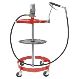 Lincoln 4417 Grease Pump Assembly with Dolly, 40 to 1 Ratio, For 120 Pound Drums, 7 Foot High Pressure Hose, Control Valve, Universal Swivel, Coupler, Follower Plate