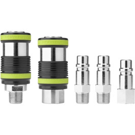 Flexzilla A55656FZ Pro Heavy Duty Safety Coupler and Plug Kit, H-Style 1/2", 3/8" NPT, 5 Piece