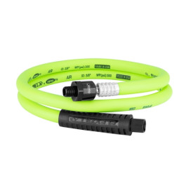 Flexzilla HFZ3804YW2B Whip Air Hose, 3/8" x 4 feet, 1/4" MNPT Ball Swivel x 1/4" FNPT