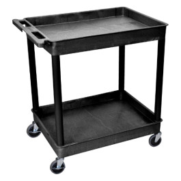 Luxor TC11-B Large Tub Cart, Two Shelves, Four 4 Inch Casters (Two Locking), Assembly Required, 32 Inch Width x 24 Inch Depth x 37.5 Inch Height, Made in the USA