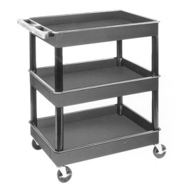 Luxor TC111 Endura XL Three-Shelf Utility Cart, 32" x 24", 400 Pound Capaci