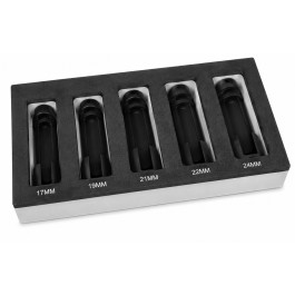 Lisle 12090 Line Socket Set, 3/8" Drive, 17mm to 24mm, 5 Piece