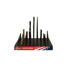 Mayhew 80247 Punch and Chisel Display, Countertop Display Block, 57 Piece