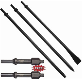 Mayhew 81255 Long Pneumatic Punch and Scraper Set, 3 Piece, .401 Shank, wit