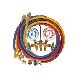 Mastercool ME66661 Manifold Gauge Set, Brass R134a 2-Way, for Automotive A/C Systems, Economy Couplers, (3) 60 Inch Hoses