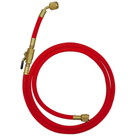 Mastercool 90265-72 72" Red Hose with Manual Shut-Off Valve, 1/4" SAE Fittings, 600 PSI Working Pressure,  72" Hose Length