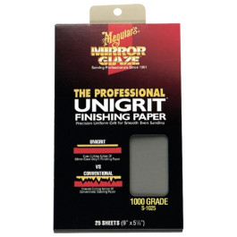 Meguiar's S1025 Mirror Glaze Unigrit Finishing Paper, 1000 Grit, 5-1/2" x 9", 25 Sheets