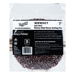 Meguiar's WRWHC7 Soft Buff Rotary Wool Heavy Cutting Pad, 7", Hook and Loop