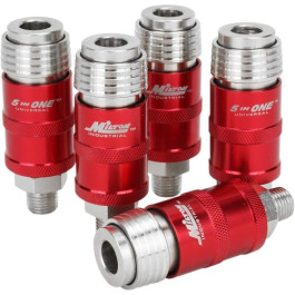 Milton 1751 Safety Exhaust Coupler, 1/4" body, 1/4" MNPT, 5-Pack