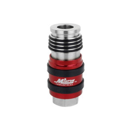 Milton 1758 Safety Exhaust Coupler Set, 2-in-1 Steel Couplers, 3/8" FNPT x 3/8" Body Flow, Red, 5-Pack