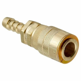 Milton 717-6 M Style Coupler, 3/8" Hose Barb, Brass Body with Drag Guard