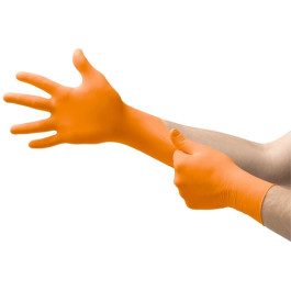 Ansell 93-256 Microflex Mega Texture Nitrile Disposable Gloves, Orange, XL, Box of 100