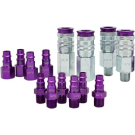 Milton 314VKIT Coupler & Plug Kit, 14-Piece Hi-Flo V-Style, Purple