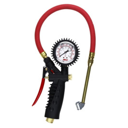 Milton S-576A Pro Analog Pistol Grip Inflator Gauge, Dual Head Chuck, 15" Hose, 160 PSI