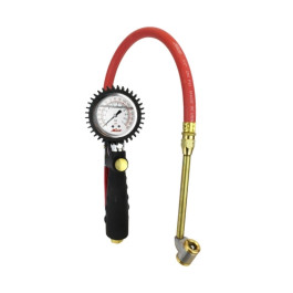 Milton S-578A Pro Analog Tire Inflator Pressure Gauge, Large Bore Dual Head Chuck, 15 inch Hose, 160 PSI