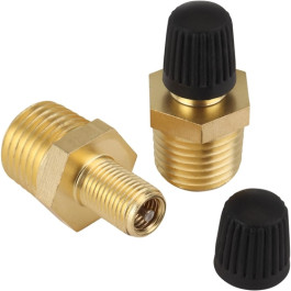 Milton S-684-4 Male Tank Valve, 1/4 Inch MNPT, Standard Valve Core And Plastic Cap, Pack of 2