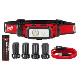 Milwaukee 2163-21 Redlithium USB Hard Hat Headlamp Kit, 600 Lumen, IP54, USB-C Rechargeable