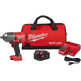 Milwaukee 2767-21B M18 FUEL 18V Lithium-Ion Brushless Cordless 1/2" Impact Wrench with Friction Ring Kit with One 5.0 Ah Battery and Bag