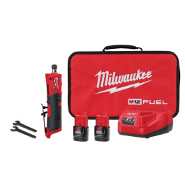 Milwaukee 2486-22 M12 Fuel 1/4" Straight Die Grinder 2 Battery Kit, 20000 RPM, 0.3 HP, Two CP2.0 Batteries and Charger