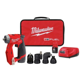 Milwaukee 2505-22 M12 Fuel Installation Drill/Driver Kit, 4-in-1 Multi-Head, 300 in-lbs, 3/8 inch Chuck and 1/4 inch Hex, Two Batteries and Charger