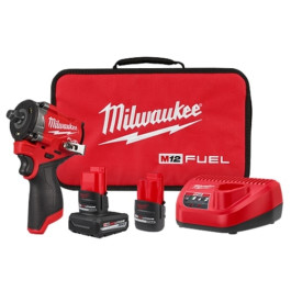 Milwaukee 2563-22 M12 FUEL Stubby 1/2" Impact Wrench Kit, Friction Ring, 55