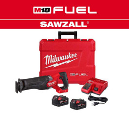 Milwaukee 2821-22 M18 FUEL SAWZALL Reciprocating Saw Kit, 1-1/4" Stroke, Tw