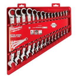 Milwaukee 48-22-9416 Combination Wrench Set, 15 Piece, SAE Ratcheting
