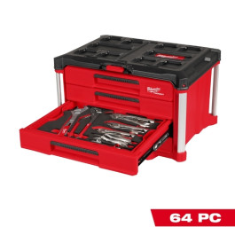 Milwaukee 48-22-9493 Hand Tool Set with PACKOUT 4-Drawer Tool Box, 64 Piece