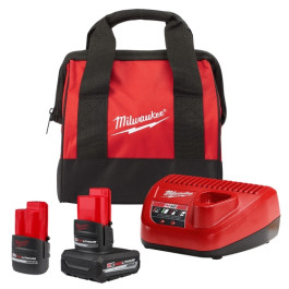 Milwaukee 48-59-2450P M12 REDLITHIUM HIGH OUTPUT XC5.0 Starter Kit, Two 5.0