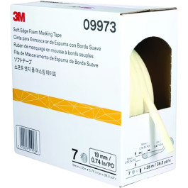 3M 09973 Soft Edge Foam Masking Tape, 3/4" x 115', White