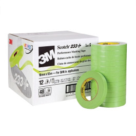 3M 26334 Scotch Performance Green Masking Tape 233+, 18 mm x 55 m, Green, 4