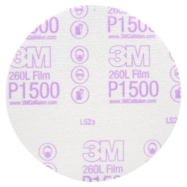 3M 00950 Hookit Finishing Film Abrasive Disc 260L, 6 in, P1500, No Hole, 100 Discs per Box