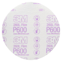 3M 00971 Hookit Finishing Film Abrasive Disc 260L, 6 in, P600, 100 Discs per Box