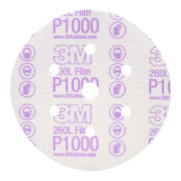 3M 01069 Hookit Finishing Film Abrasive Disc 260L, 6 In Dust Free P1000, 100 Discs Per Carton