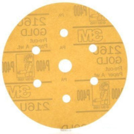 3M 01079 236U Series Gold Dust Free Hookit Abrasive Disc, 6" Diameter, P180
