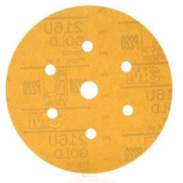 3M 01081 236U Series Gold Dust Free Hookit Abrasive Disc, 6" Diameter, P120